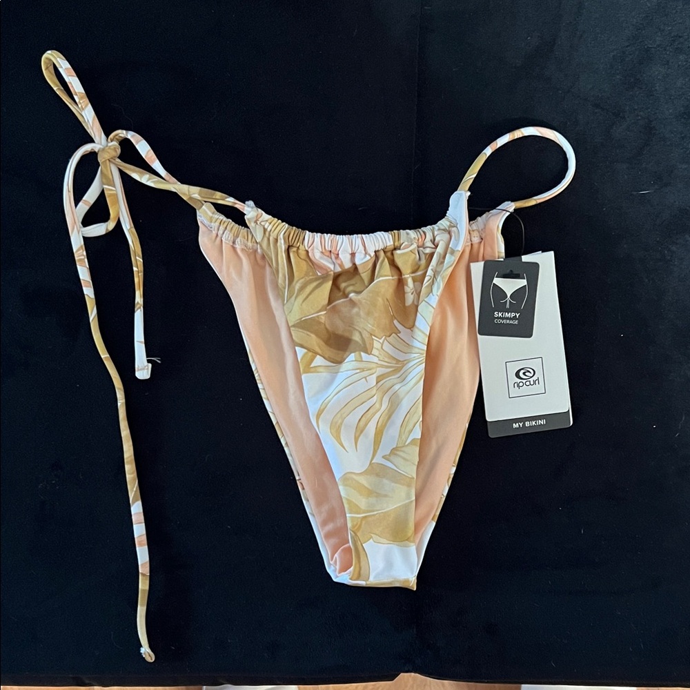 Rip Curl Tropical Print Bikini Bottom - Peach and Tan
